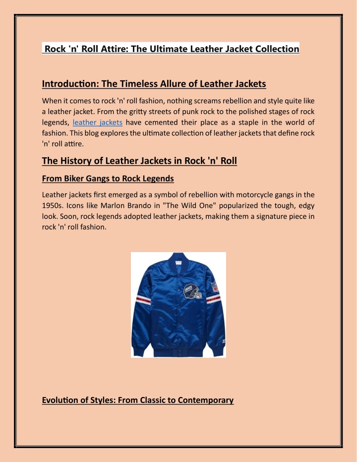 rock n roll attire the ultimate leather jacket n.w