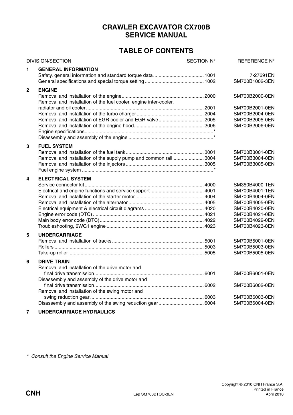 crawler excavator cx700b service manual l.w