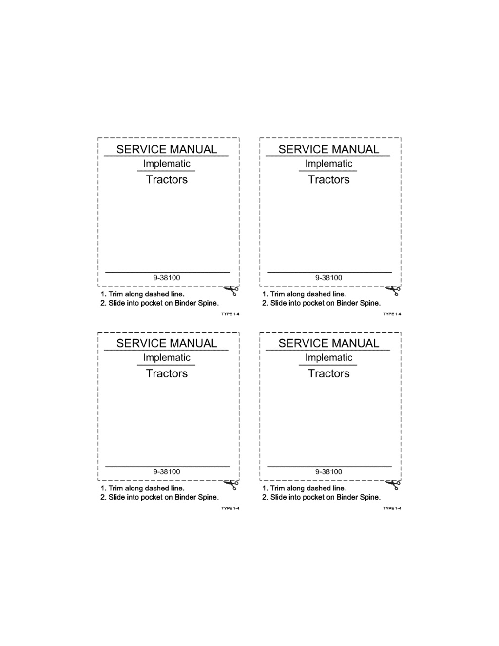 r service manual i i implematic i tractors l.w