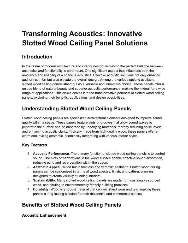 transforming acoustics innovative slotted wood n.w