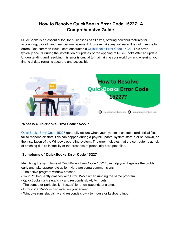 how to resolve quickbooks error code 15227 n.w
