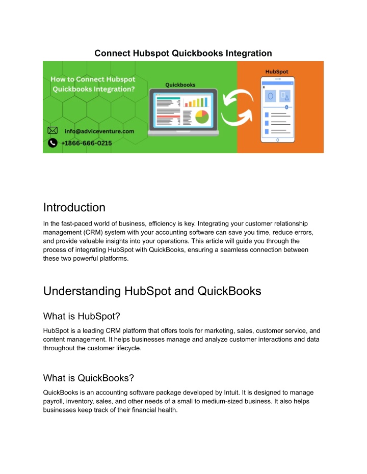 connect hubspot quickbooks integration n.w