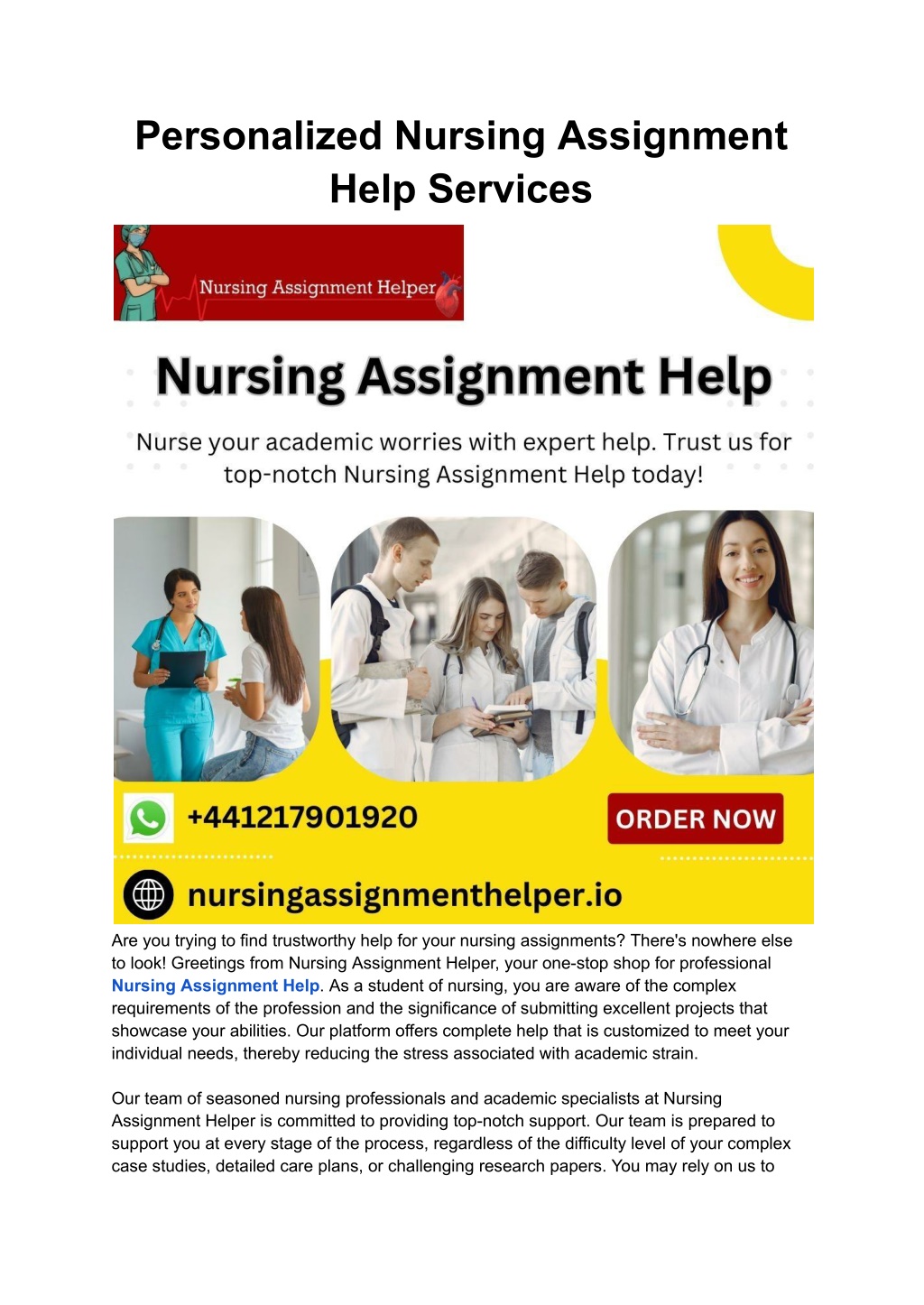 personalized nursing assignment help services l.w