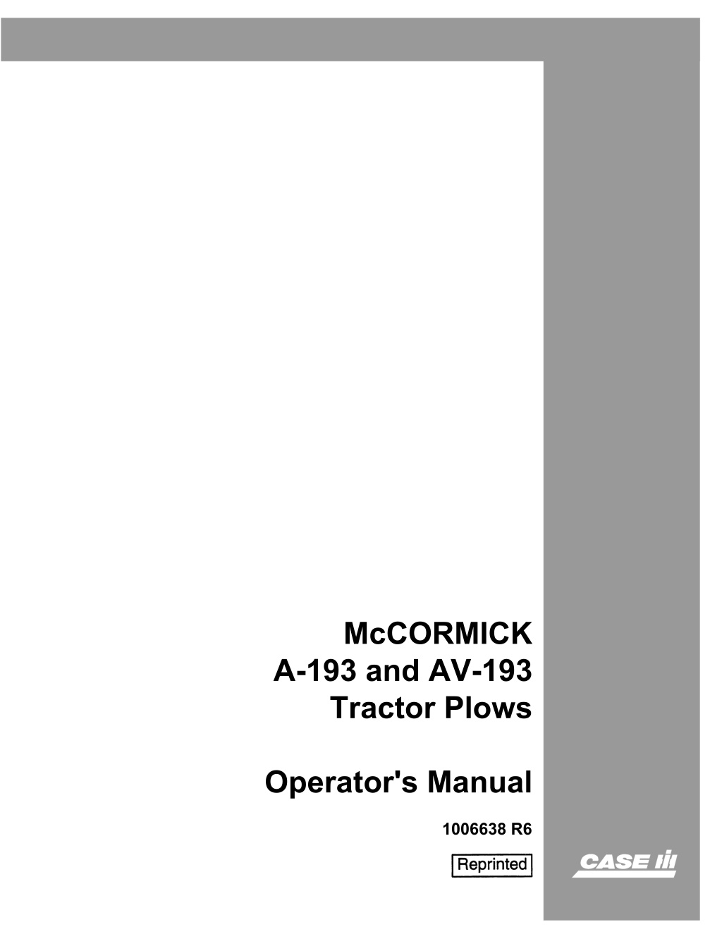 mccormick a 193 and av 193 tractor plows l.w