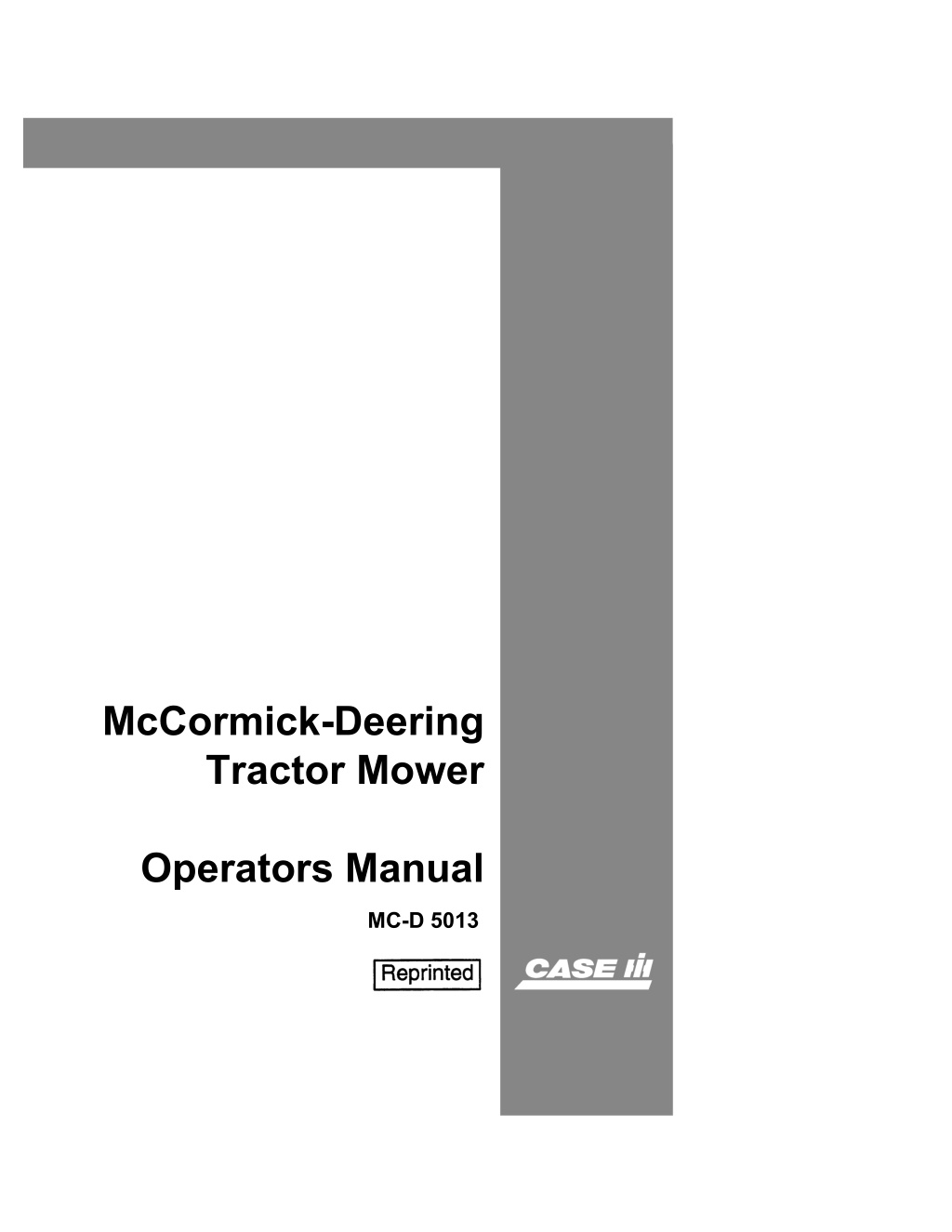 mccormick deering tractor mower l.w