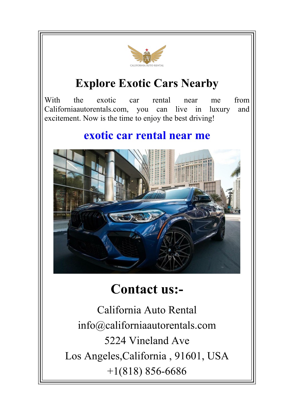 explore exotic cars nearby l.w