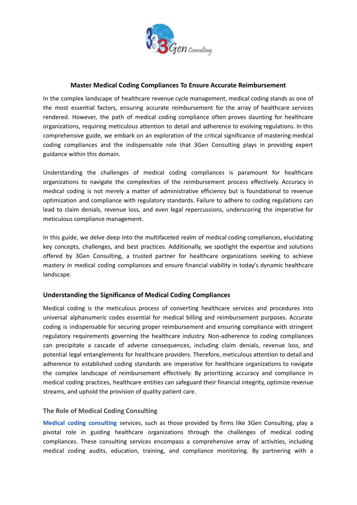master medical coding compliances to ensure n.w