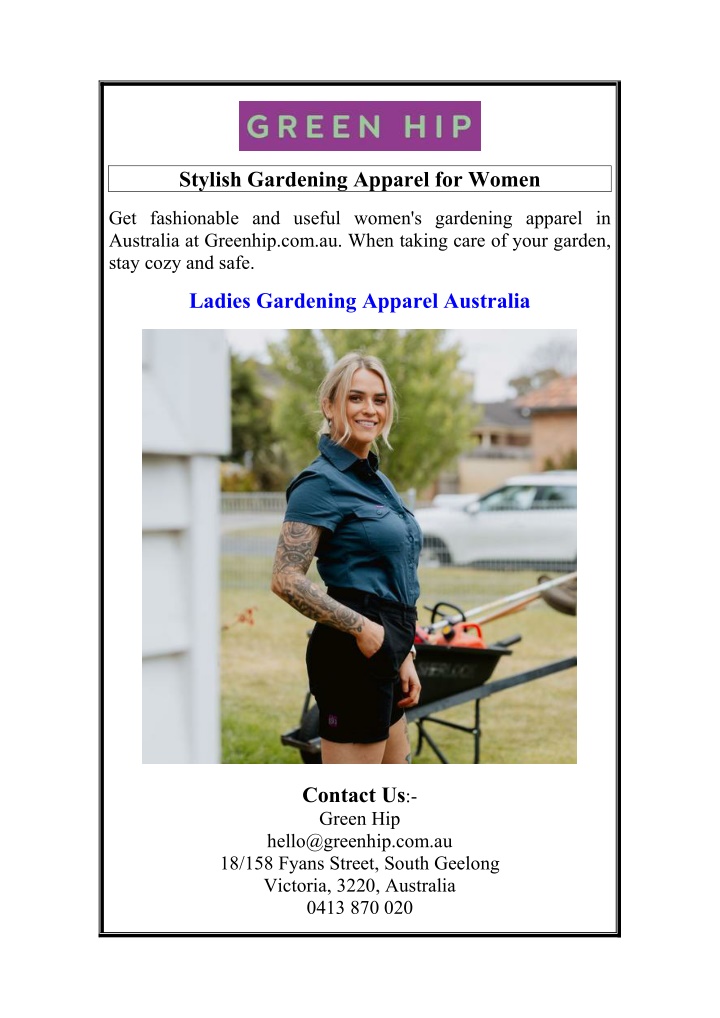 stylish gardening apparel for women n.w