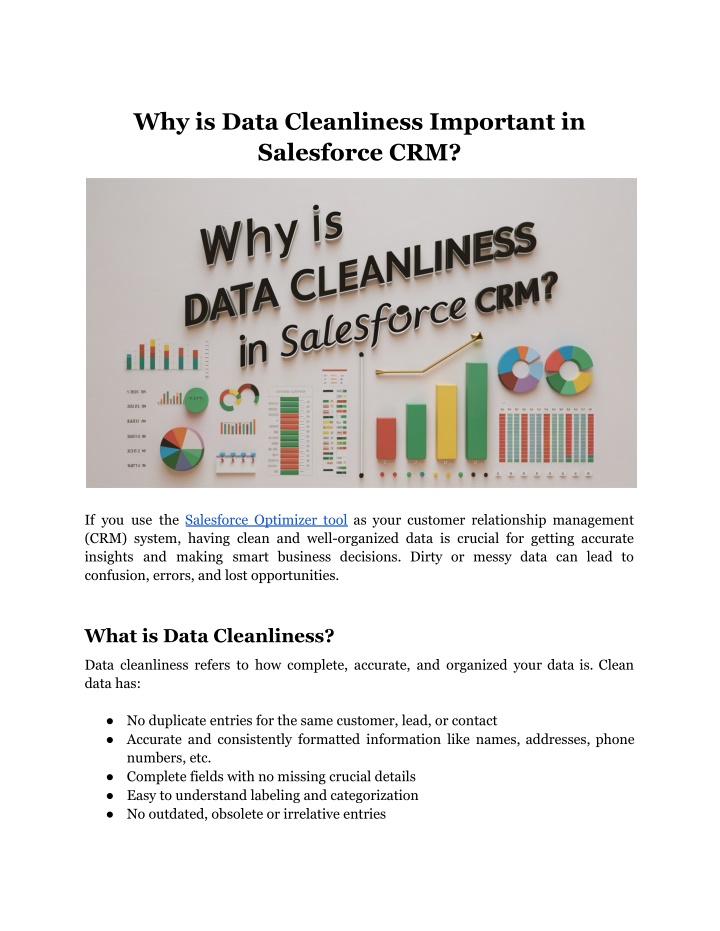 why is data cleanliness important in salesforce n.w