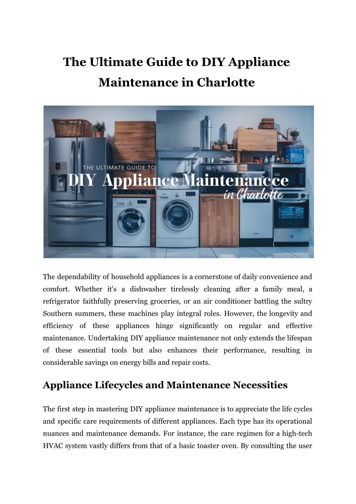 the ultimate guide to diy appliance n.w