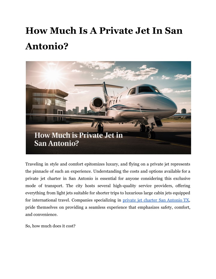 how much is a private jet in san n.w
