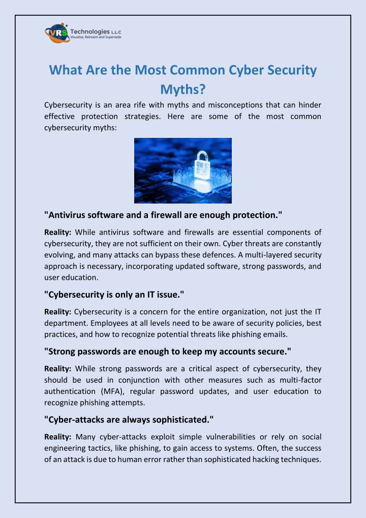what are the most common cyber security myths n.w