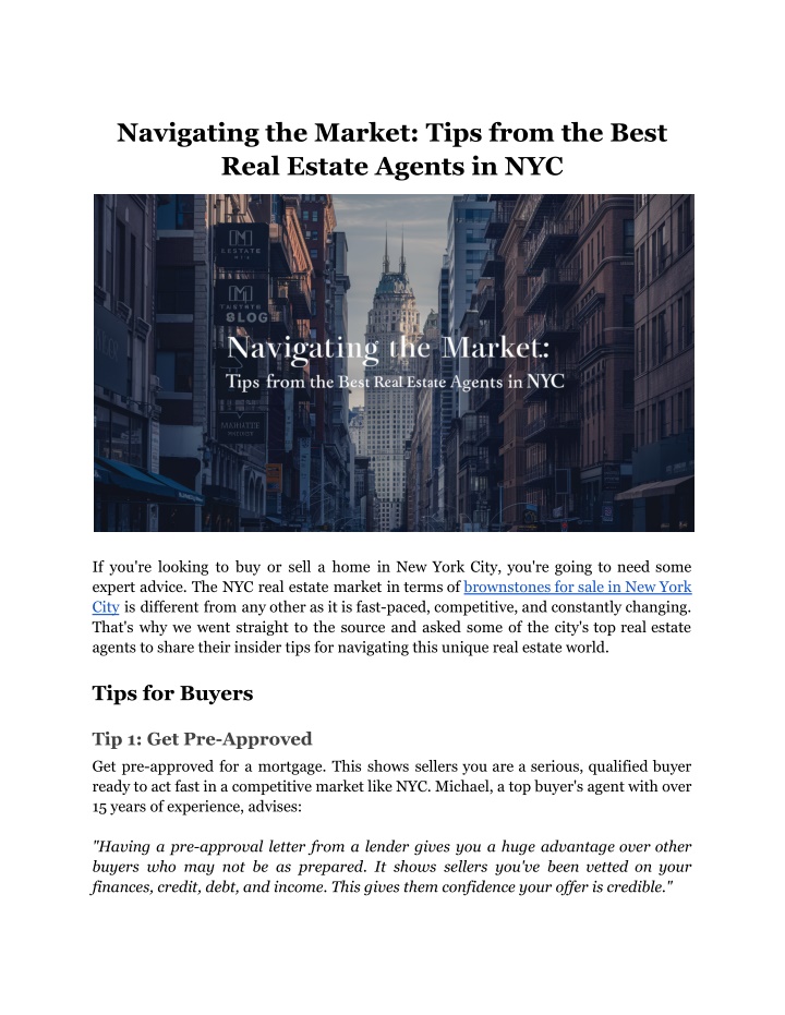 navigating the market tips from the best real n.w