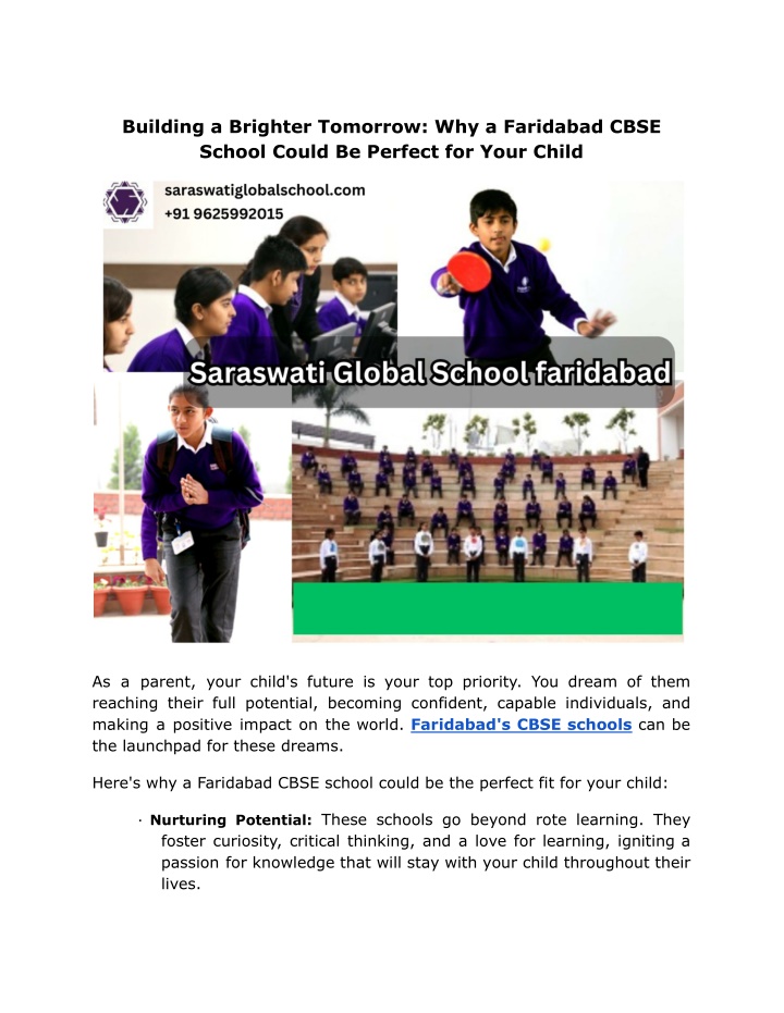 building a brighter tomorrow why a faridabad cbse n.w