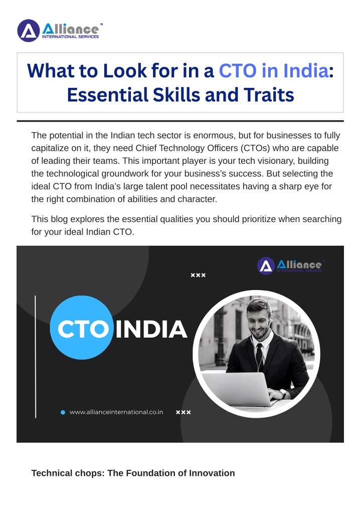 what to look for in a cto in india essential n.w