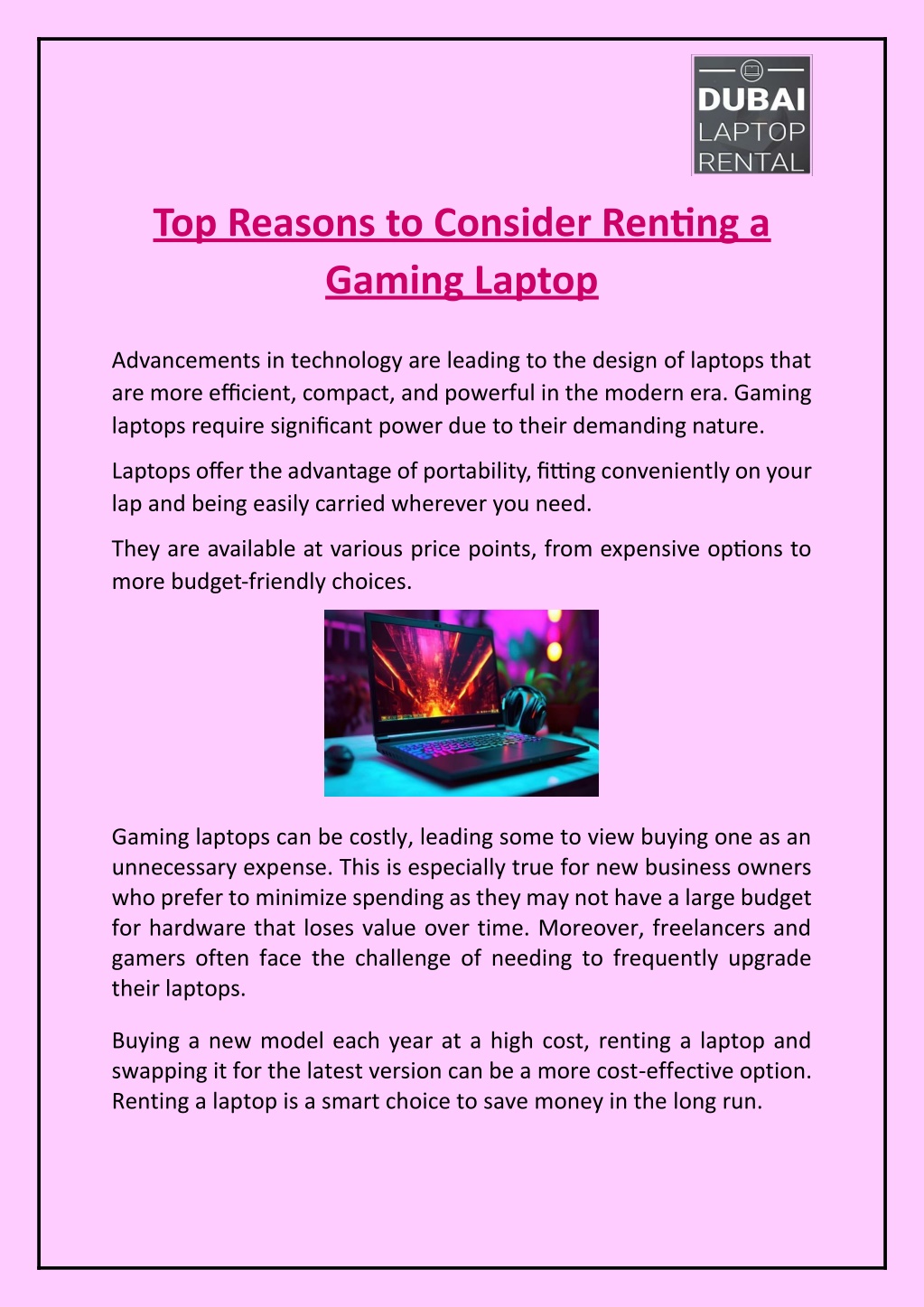 top reasons to consider renting a gaming laptop l.w