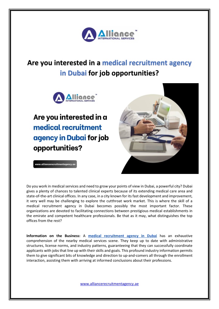 are you interested in a medical recruitment n.w
