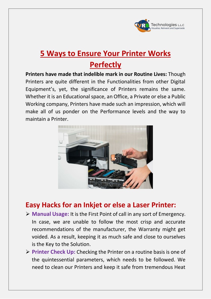 5 ways to ensure your printer works perfectly n.w