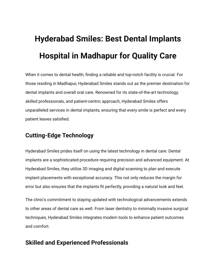 hyderabad smiles best dental implants n.w