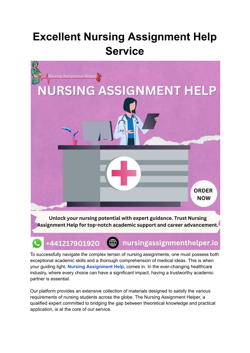 excellent nursing assignment help service l.w