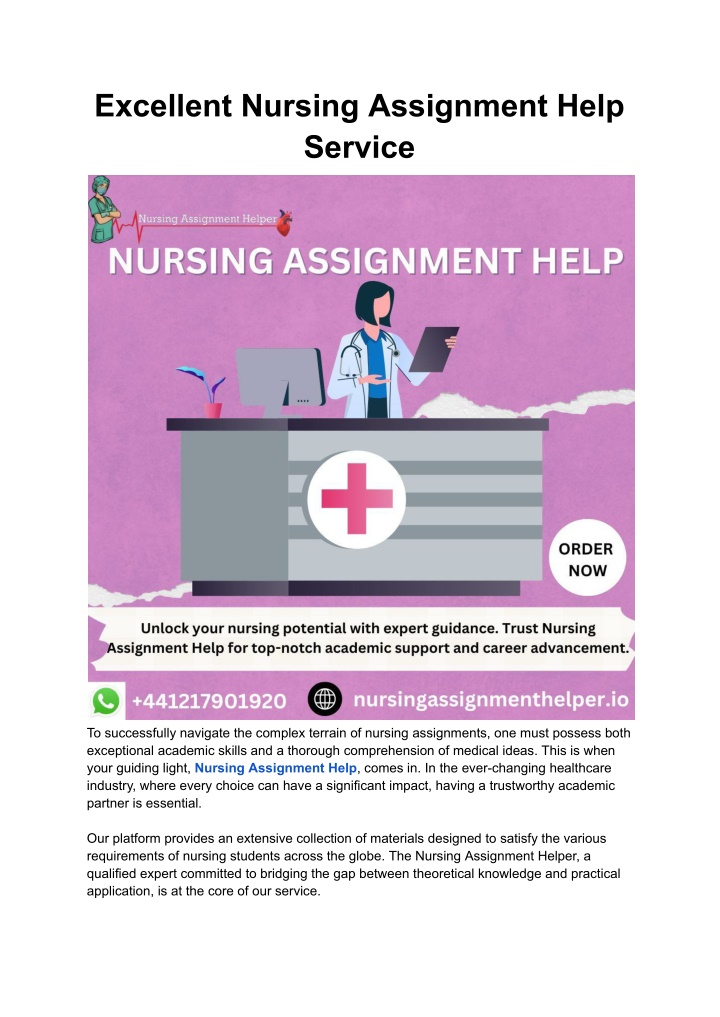 excellent nursing assignment help service n.w