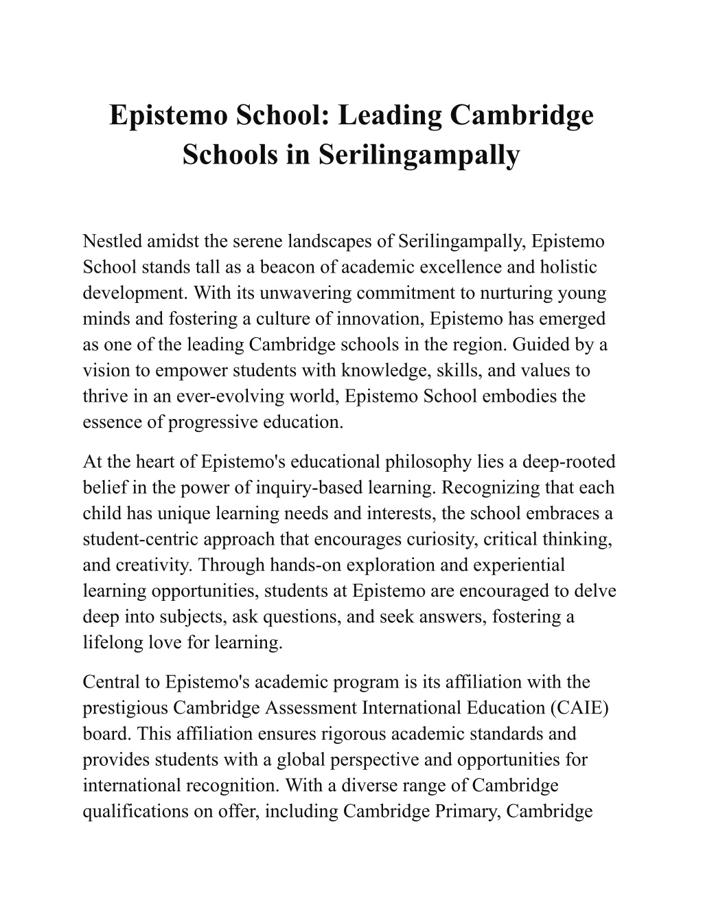 epistemo school leading cambridge schools l.w