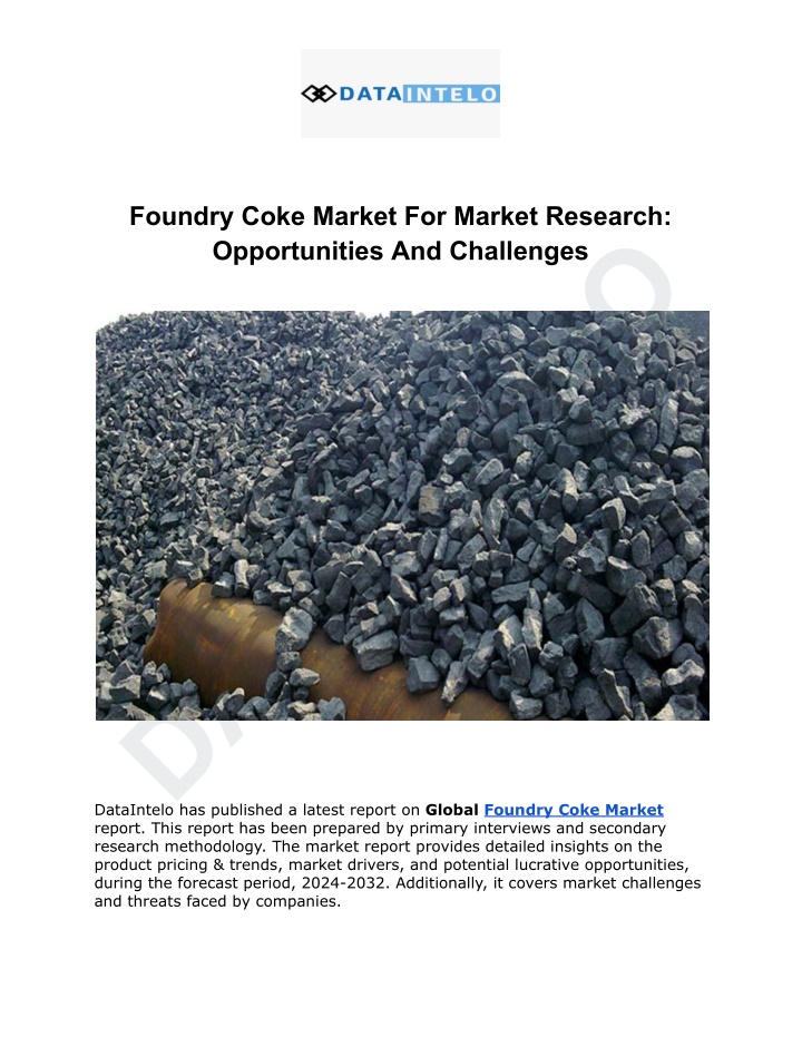 foundry coke market for market research n.w