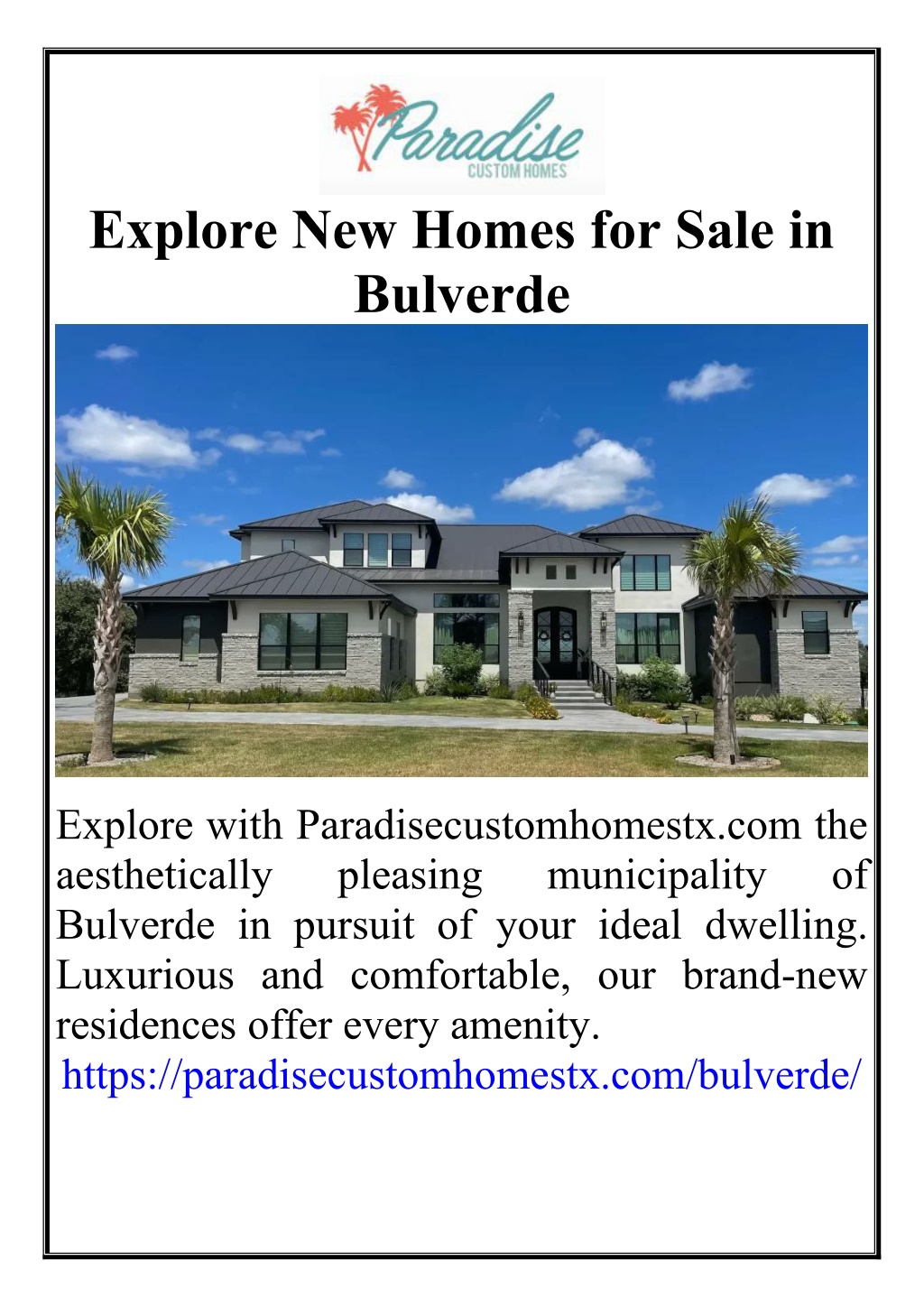 explore new homes for sale in bulverde l.w