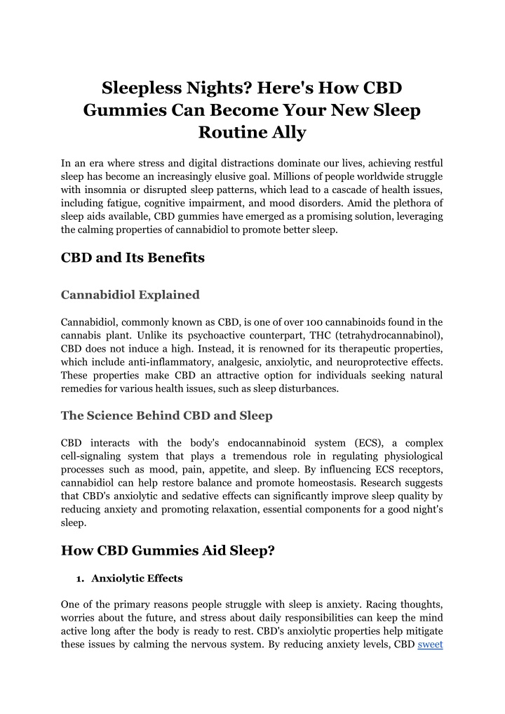 sleepless nights here s how cbd gummies n.w