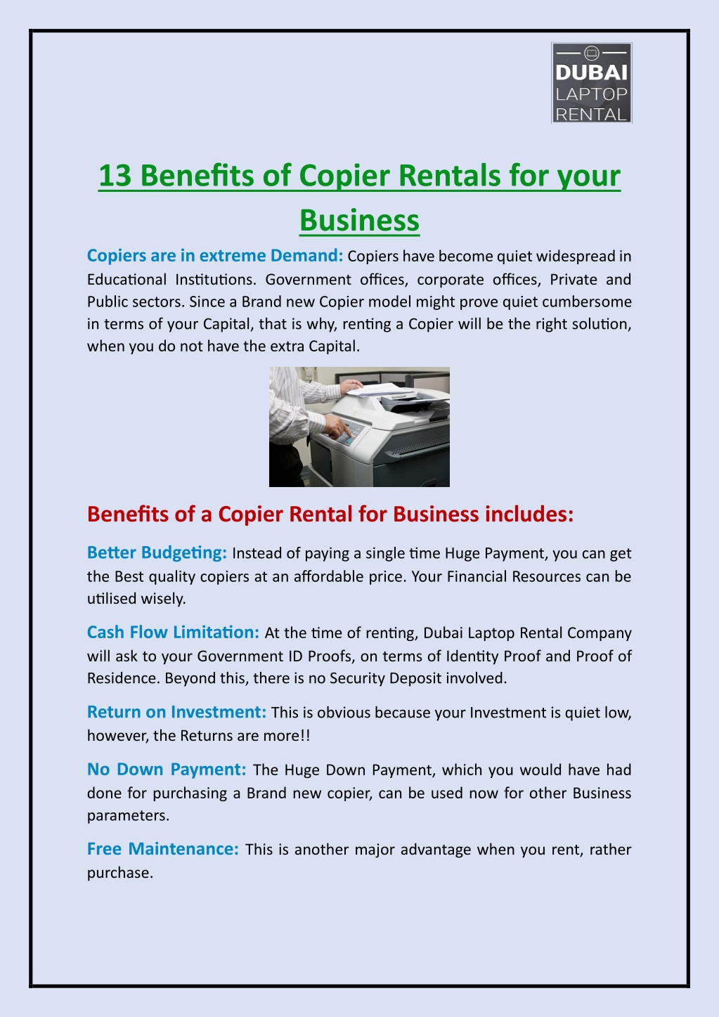 13 benefits of copier rentals for your business l.w