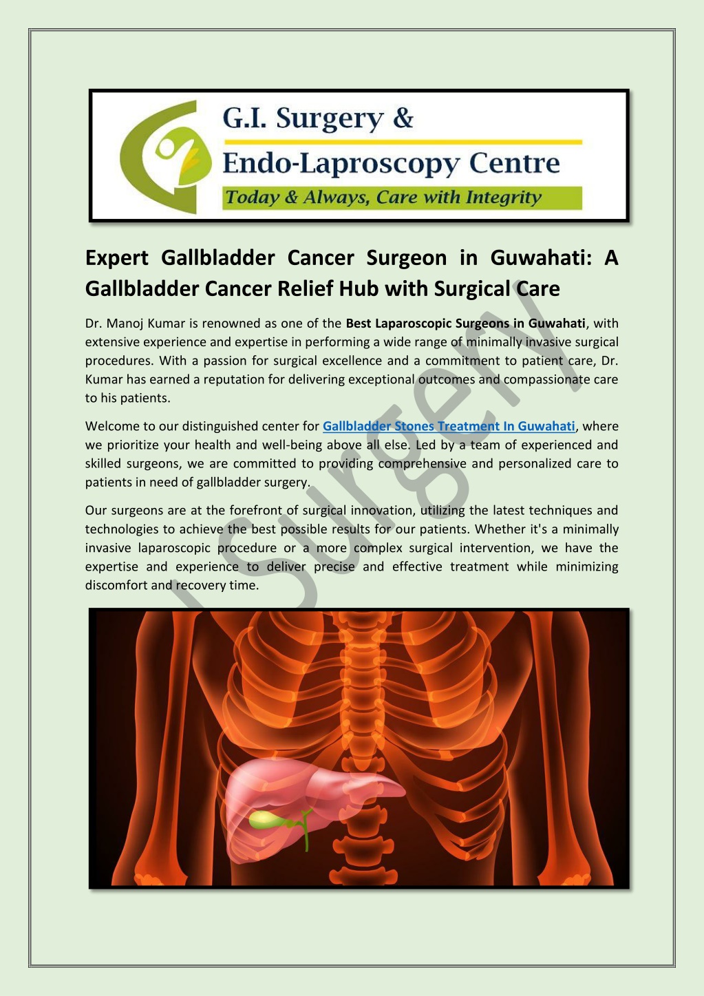 expert gallbladder cancer surgeon in guwahati l.w