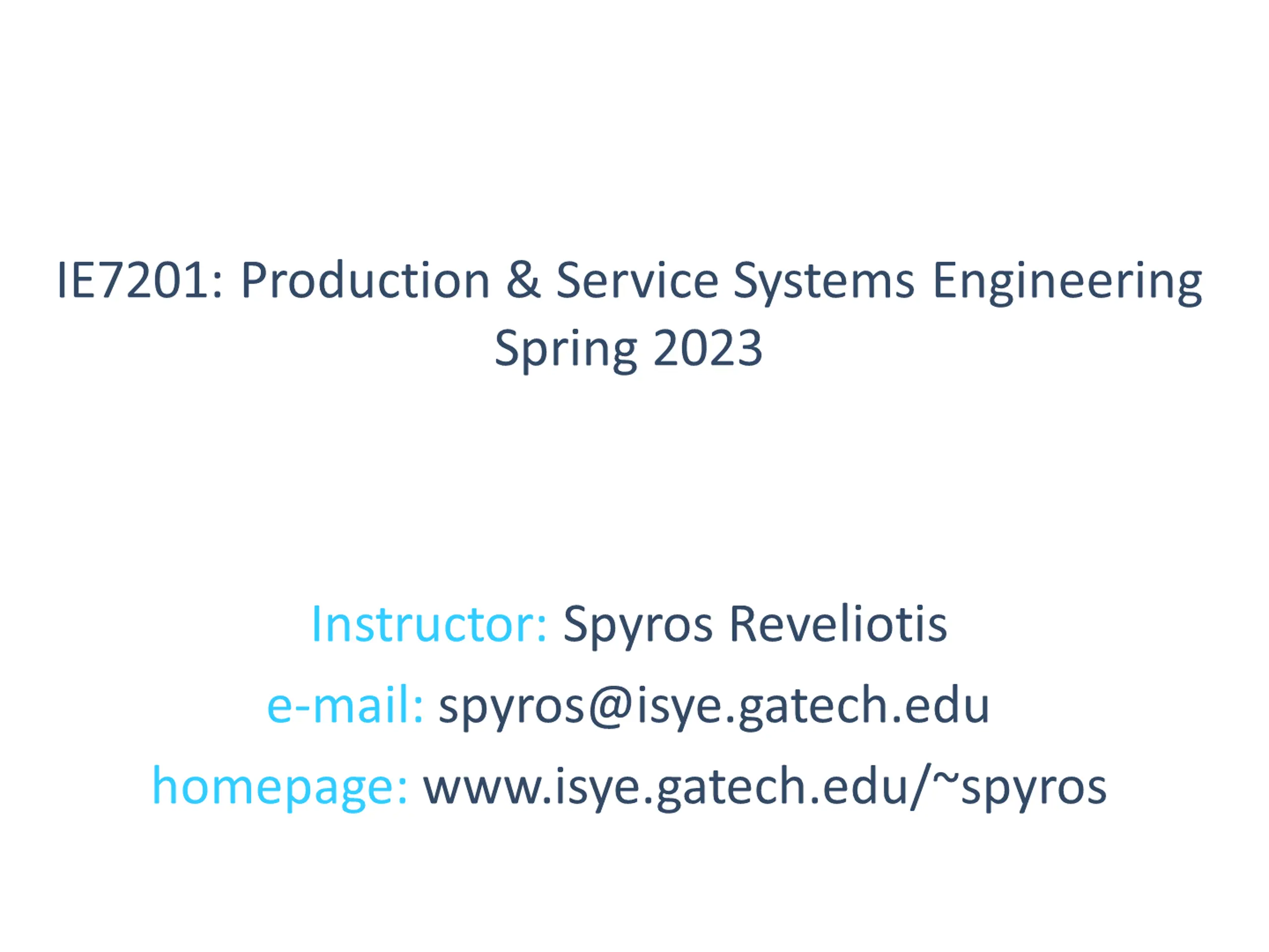 Production & Service Systems Engineering Spring 2023