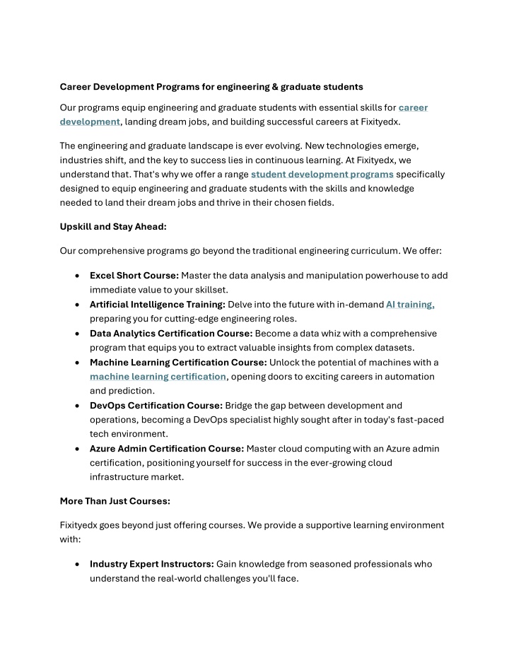 career development programs for engineering n.w