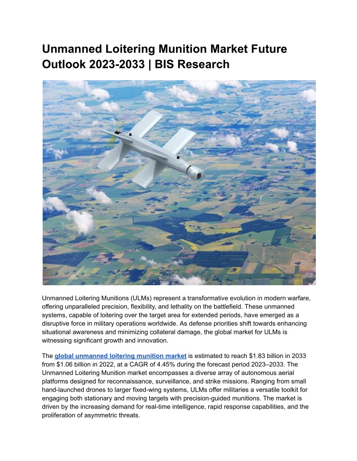 unmanned loitering munition market future outlook n.w