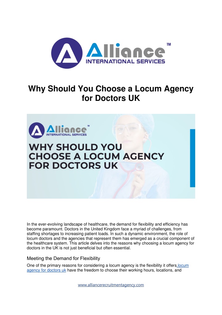 why should you choose a locum agency for doctors n.w