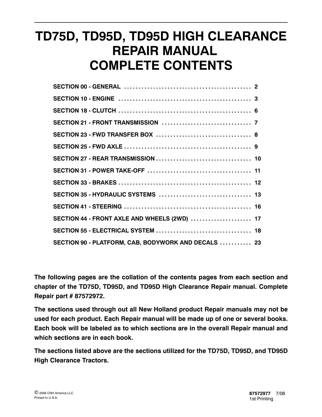 td75d td95d td95d high clearance repair manual l.w