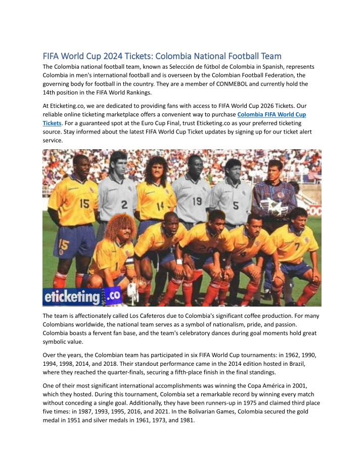 fifa world cup 2024 tickets colombia national n.w