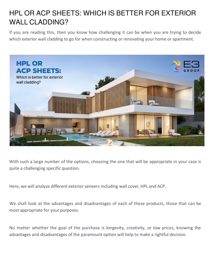 HPL OR ACP SHEETS: WHICH IS BETTER FOR EXTERIOR WALL CLADDING?