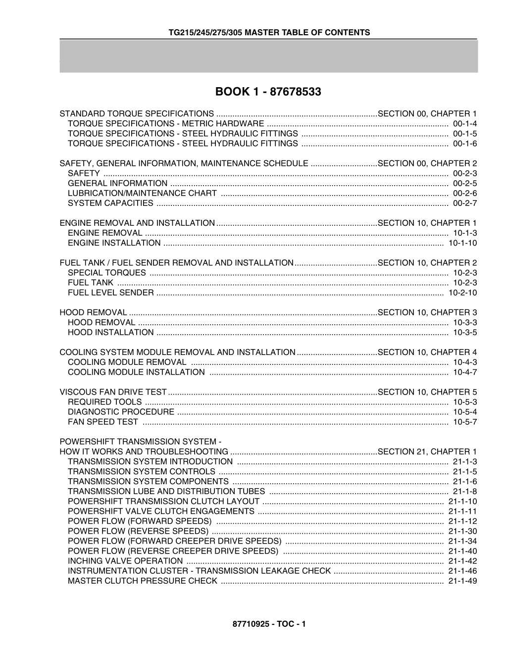 tg215 245 275 305 master table of contents l.w