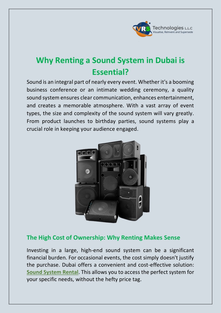 why renting a sound system in dubai is essential n.w