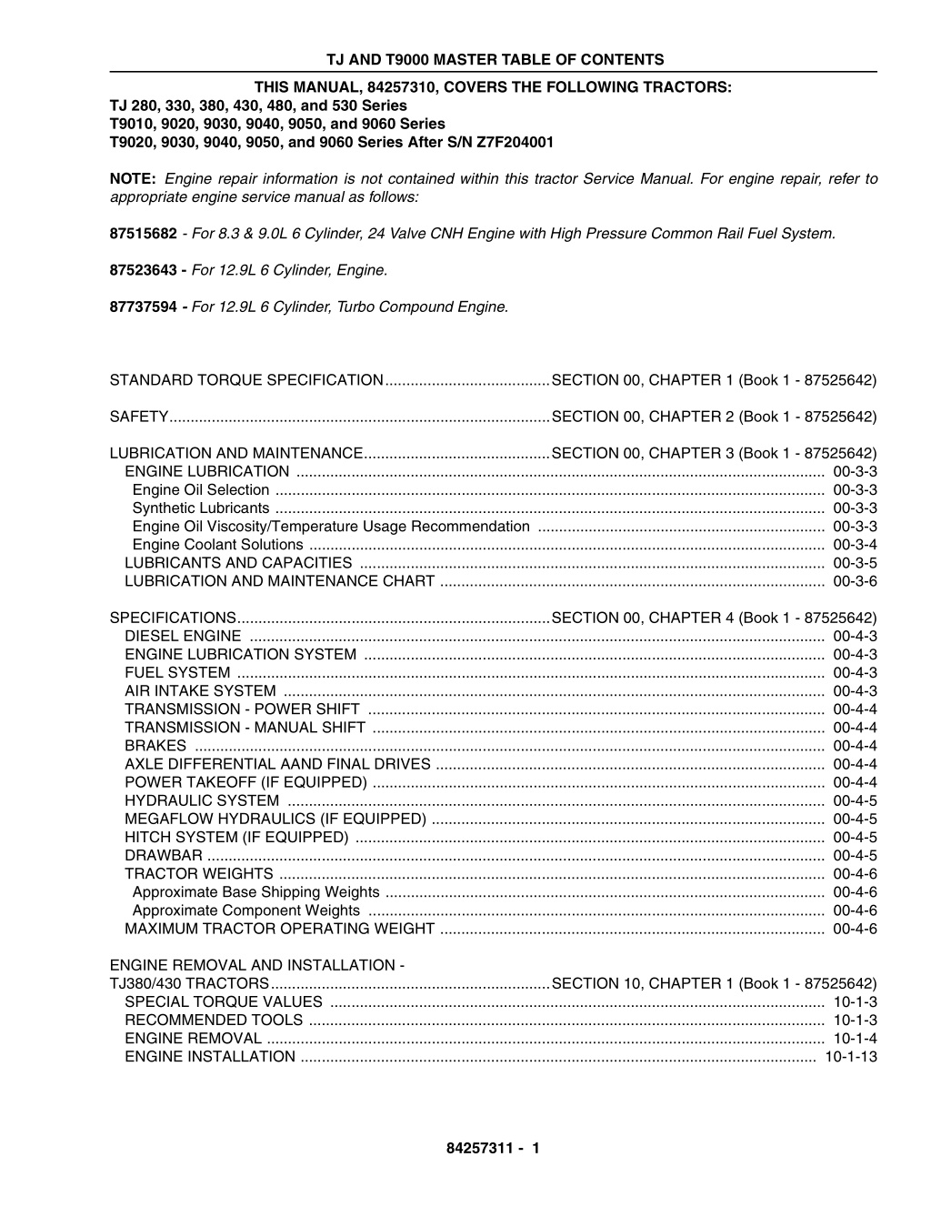 tj and t9000 master table of contents l.w