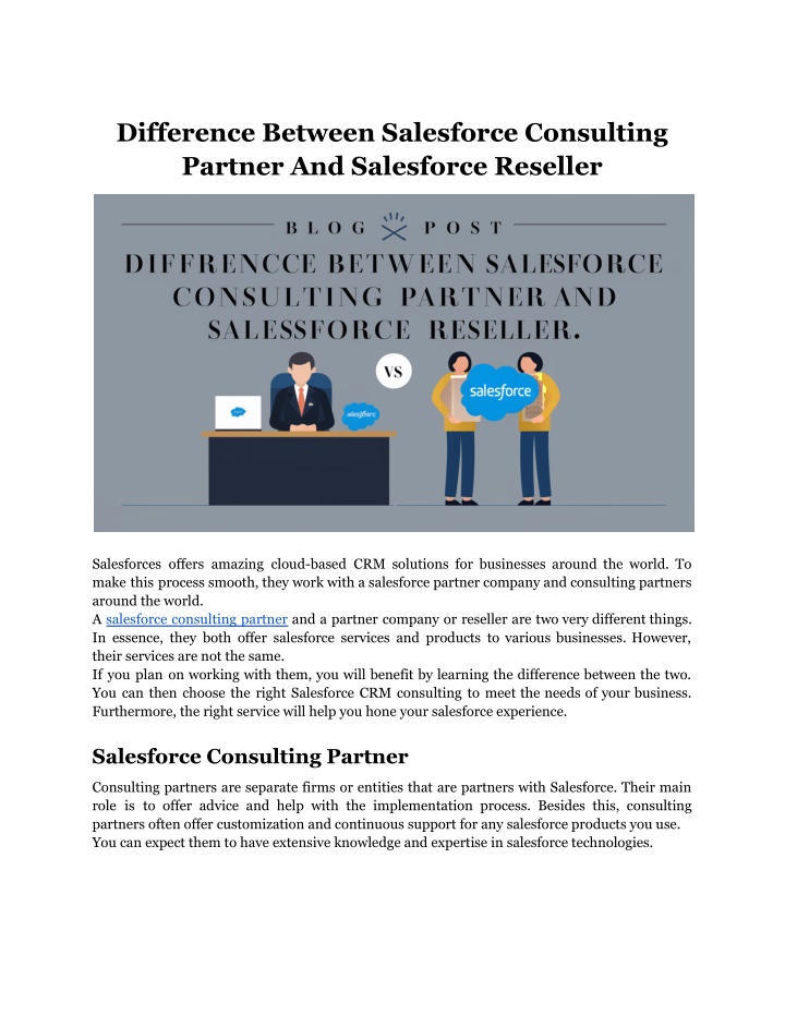difference between salesforce consulting partner n.w