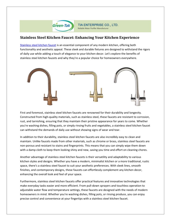 stainless steel kitchen faucet enhancing your n.w
