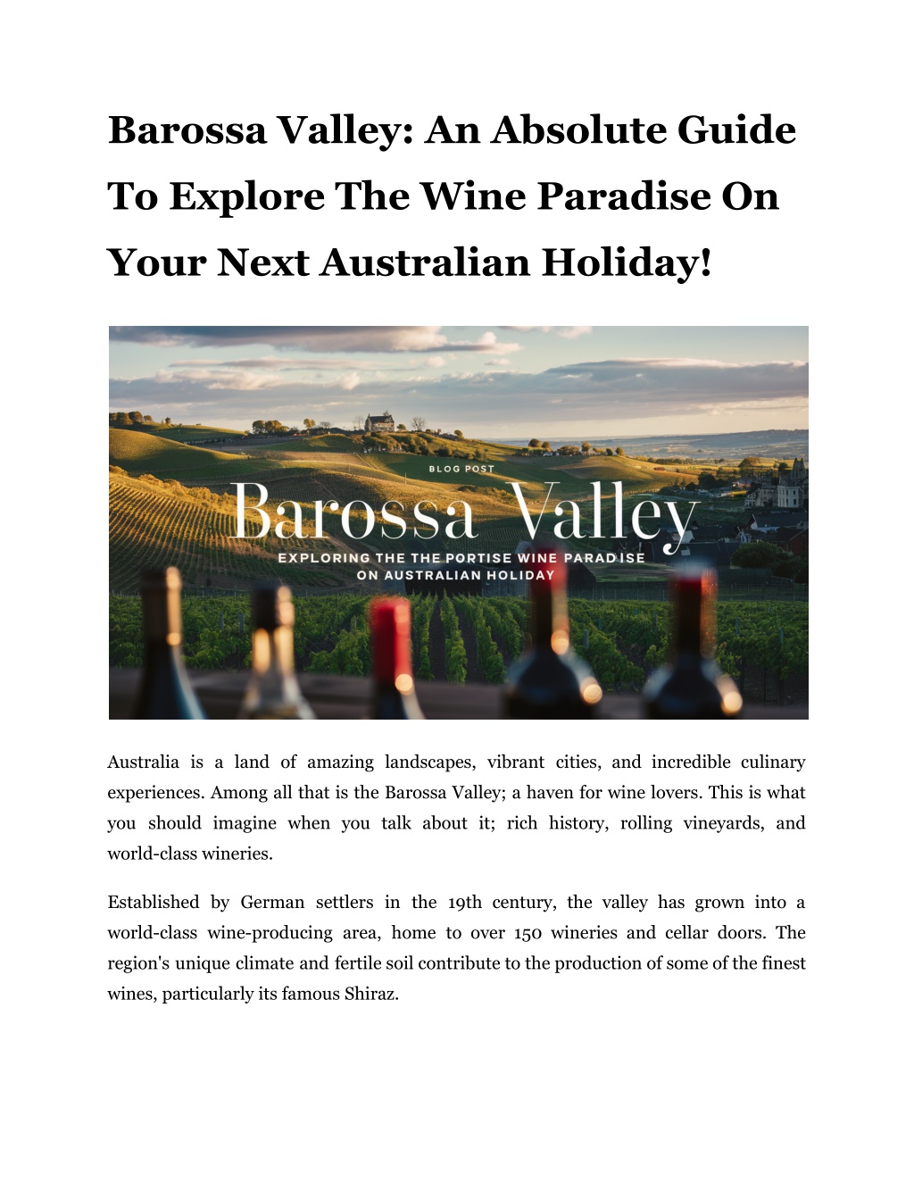 barossa valley an absolute guide l.w