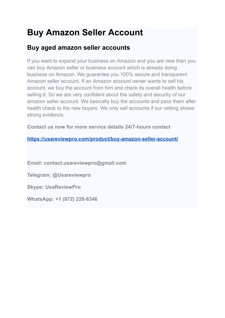 buy amazon seller account n.w