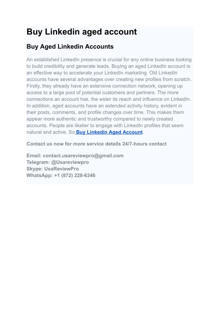 buy linkedin aged account n.w