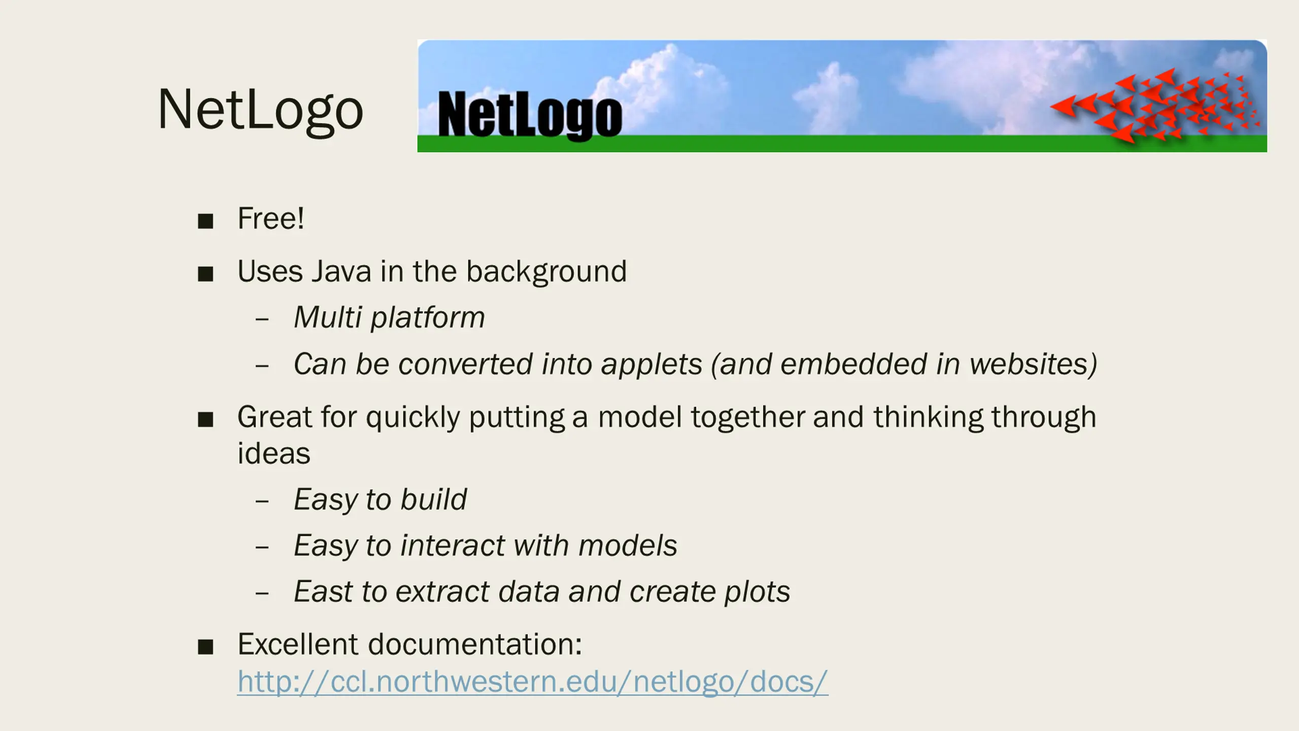 NetLogo: Building and Interacting with Models