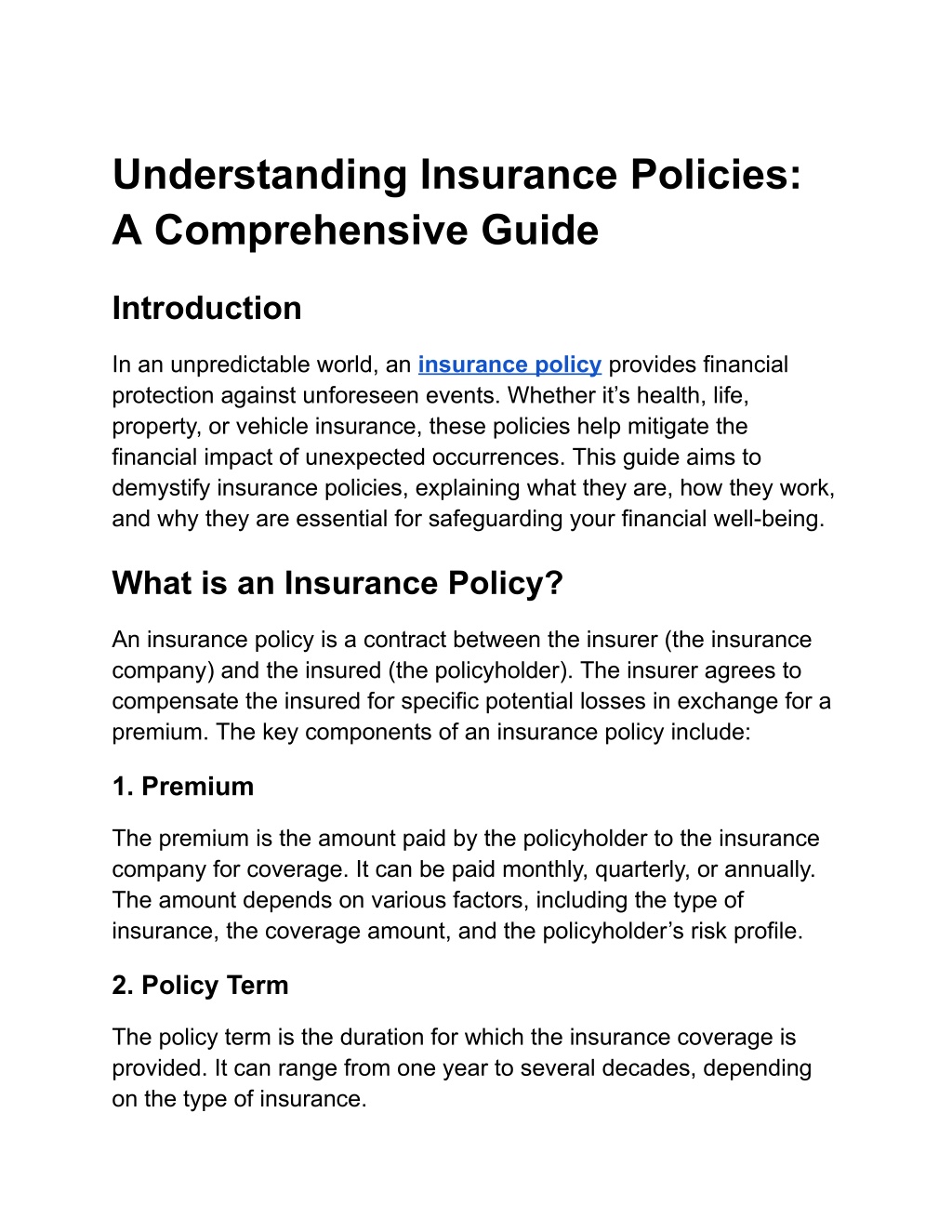 understanding insurance policies a comprehensive l.w