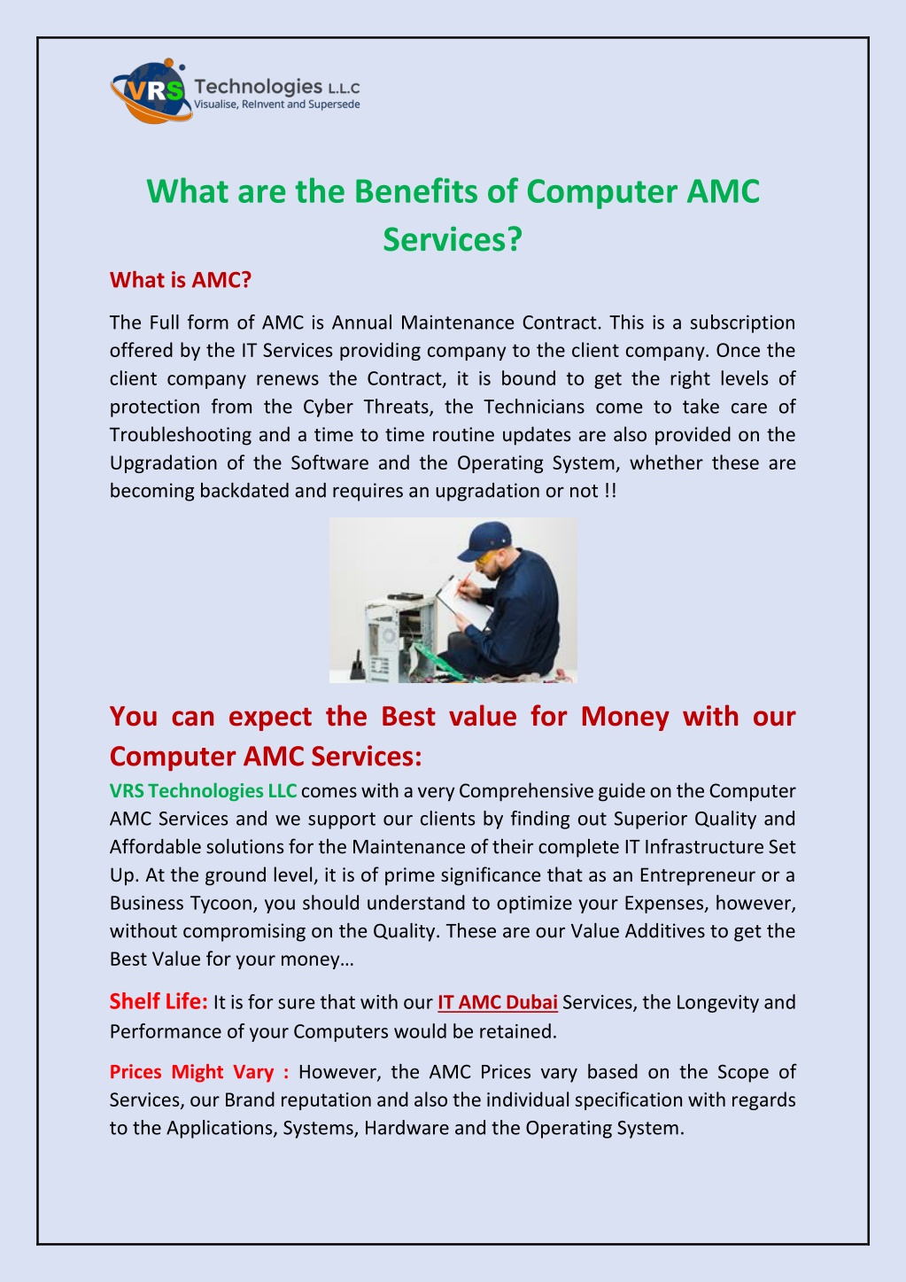 what are the benefits of computer amc services l.w