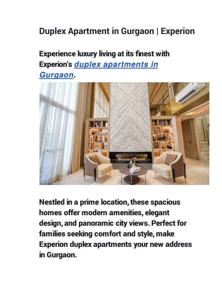Duplex Apartment in Gurgaon | Experion